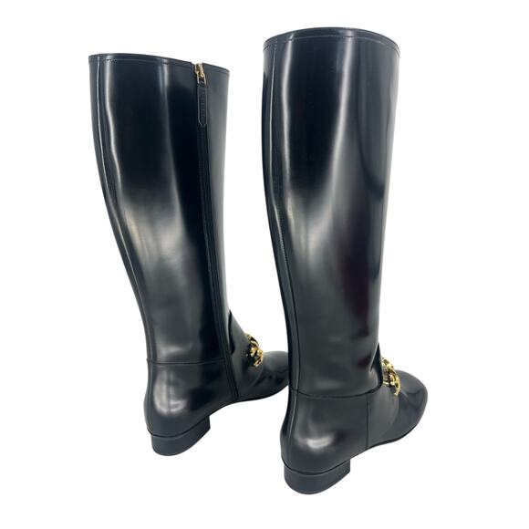 Gucci Interlocking GG Chain Patent Leather Knee Boots - Picture 13 of 16